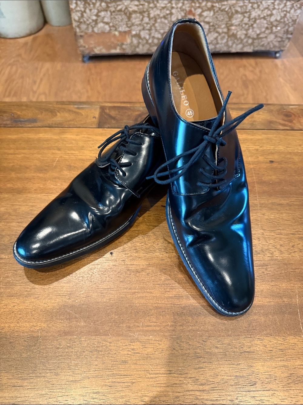 Galileo Men's Black Leather Dress Shoes - Classic Lace-Up
